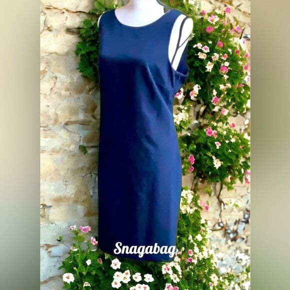 TRINA TURK NWT CLEMENTE BACK TWIST SLEEVELESS DRESS INDIGO BLUE SIZE 12 - Picture 1 of 9